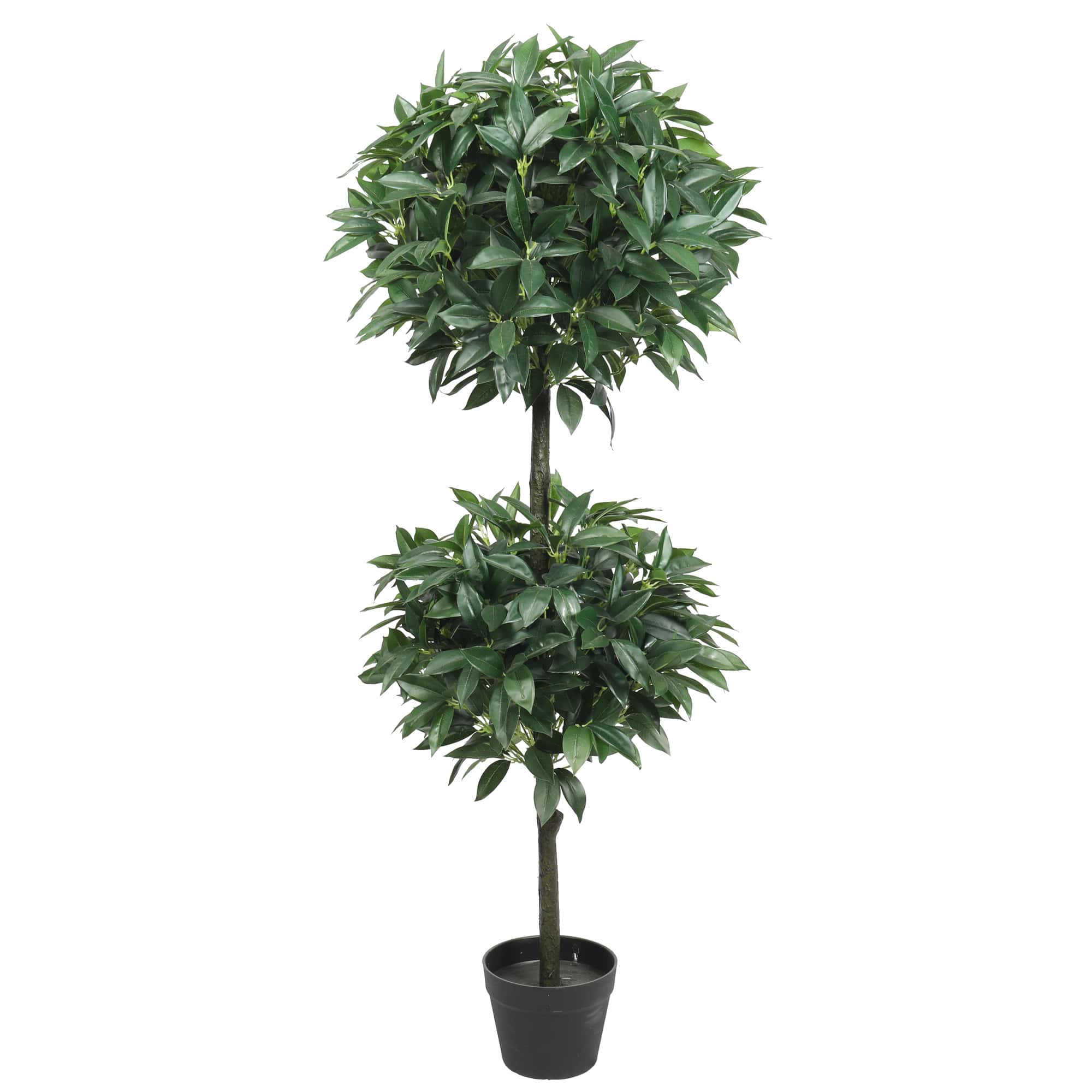 Artificial Bayleaf Ficus Topiary Tree Two Ball Potted Topiary 130cm  - Designer Vertical Gardens Artificial Trees Artificial Trees for Commercial Properties