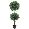 Artificial Bayleaf Ficus Topiary Tree Two Ball Potted Topiary 130cm  - Designer Vertical Gardens Artificial Trees Artificial Trees for Commercial Properties