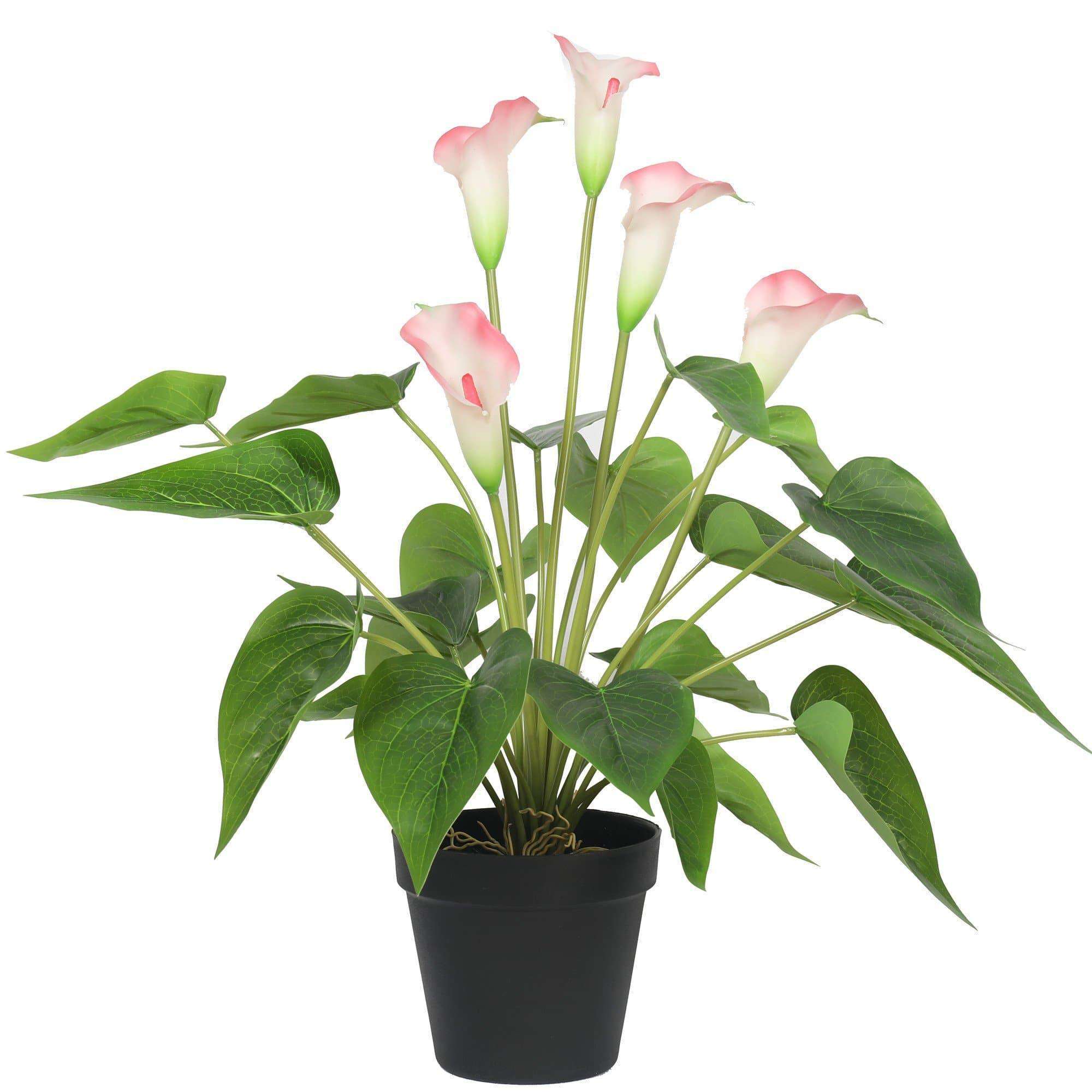 Artificial Flowering White & Pink Peace Lily / Calla Lily Plant 50cm - Designer Vertical Gardens artificial vertical garden melbourne artificial vertical garden plants