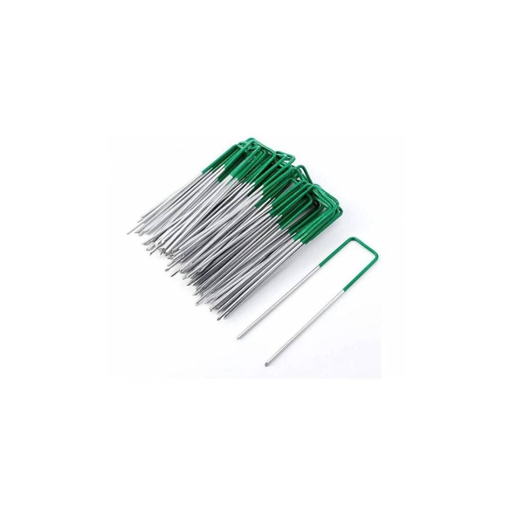 Artificial Grass Roll Pegs / Fake Grass Galvanized Metal Pegs With Green Top 100 Pieces - Designer Vertical Gardens artificial green wall installation Easy install