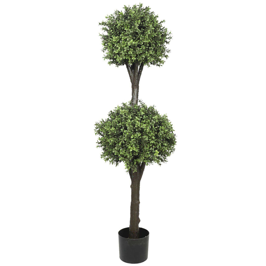 150cm UV Resistant Artificial Topiary Tree | 2 Ball Faux Boxwood Shrub for Outdoor & Indoor