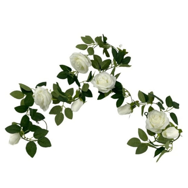 Artificial White Rose Garland 190cm - image 1