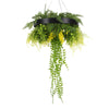Black Framed Roof Hanging Disc With Draping Life-Like Plants 40cm - Designer Vertical Gardens hanging fern hanging garland