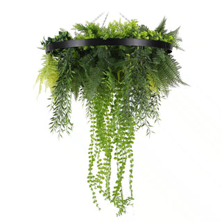 Black Artificial Hanging Eucalyptus Disc Chandelier with Trailing Foliage — 60cm
