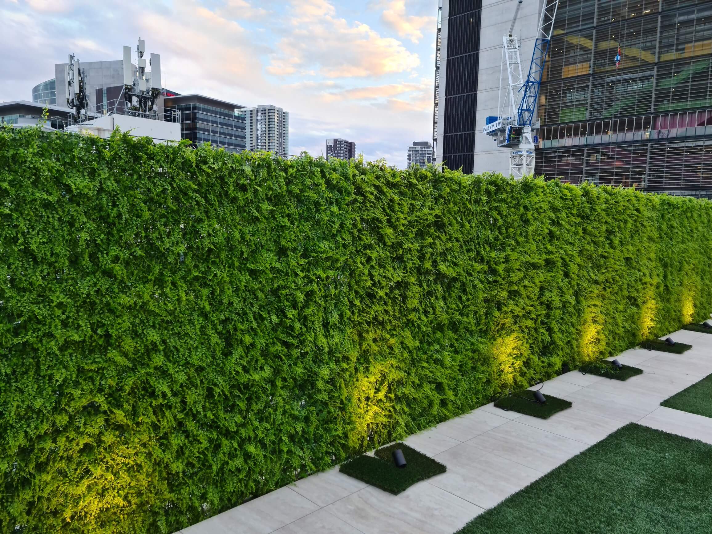 Dense Fern Artificial Hedge / Fake Green Wall DIY Vertical Garden 1m x 1m UV Resistant - Designer Vertical Gardens artificial garden wall plants artificial green wall australia
