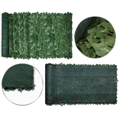 Fake Ivy Roll Artificial Hedge Panel Roll with Shade Cloth Backing 3m x 1m for Instant privacy