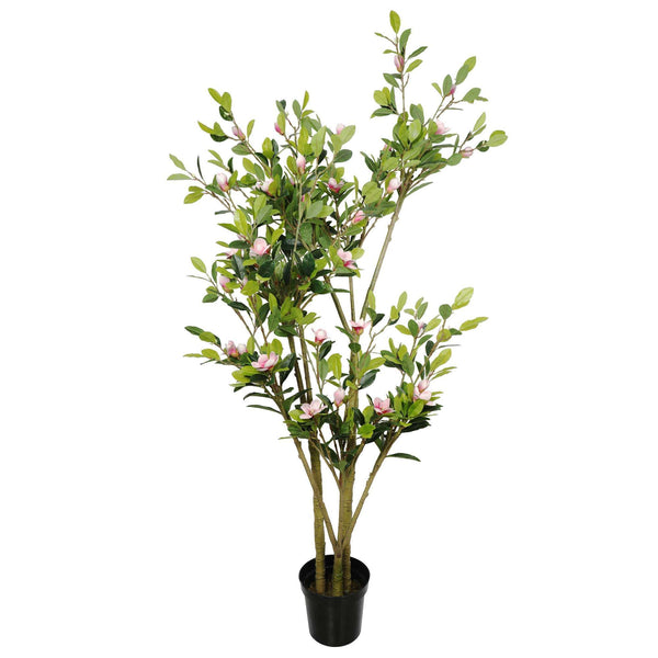 Faux Potted Magnolia Tree with Pink Flowers 250cm - image 1