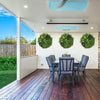 Flowering Modern White Artificial Green Wall Disc UV Resistant 75cm (Black Frame) - Designer Vertical Gardens