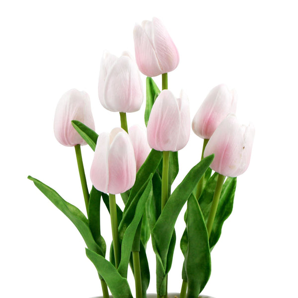 Flowering Pink Artificial Tulip Plant Arrangement With Ceramic Bowl 35cm - image 2