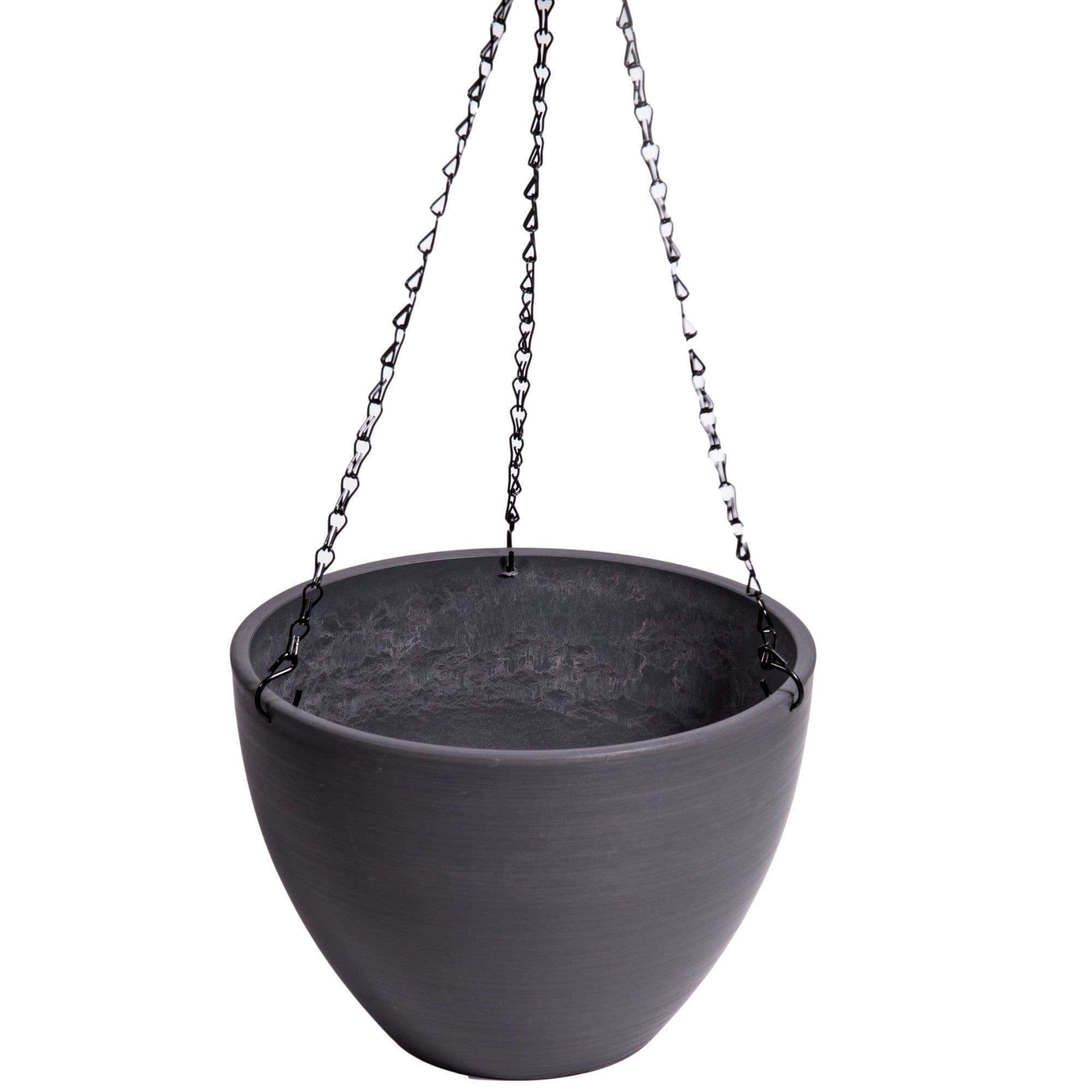 Hanging Grey Plastic Pot with Chain 30cm - Designer Vertical Gardens Pots
