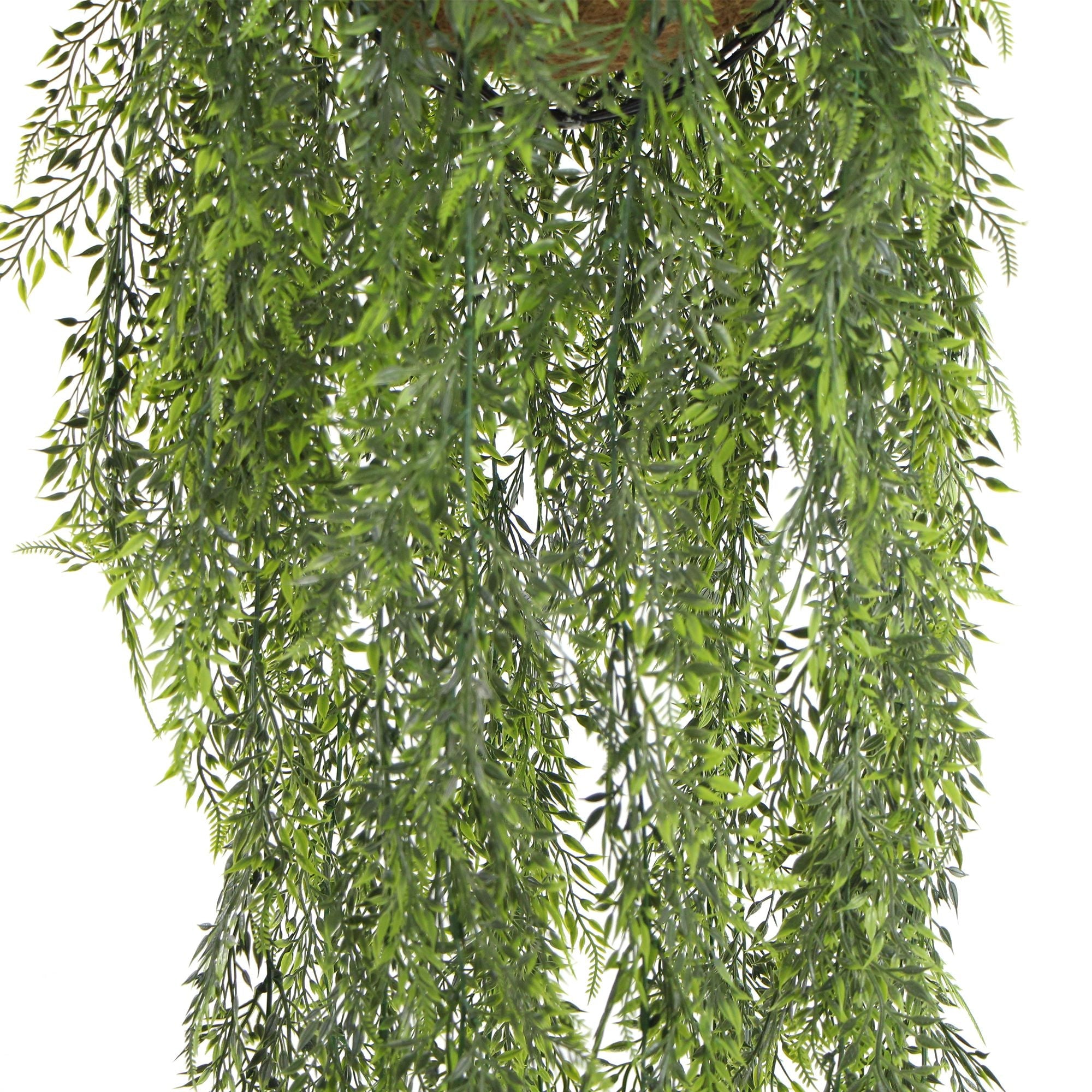 Hanging Mixed Green Artificial Fern Foliage Hanging Basket 135cm UV Resistant - Designer Vertical Gardens