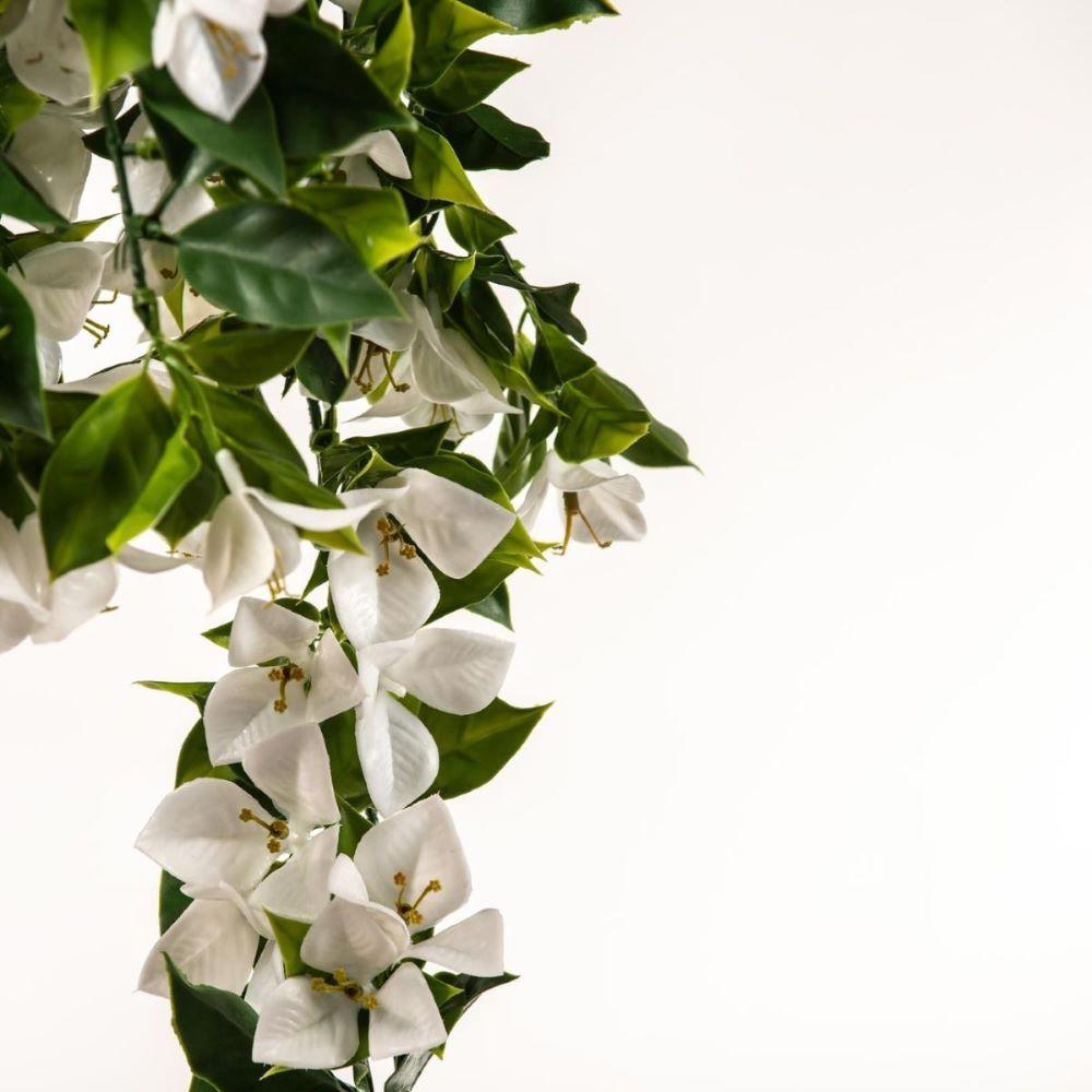 Hanging White Artificial Bougainvillea Plant UV Resistant 90cm - Designer Vertical Gardens Flowering plants hanging garland