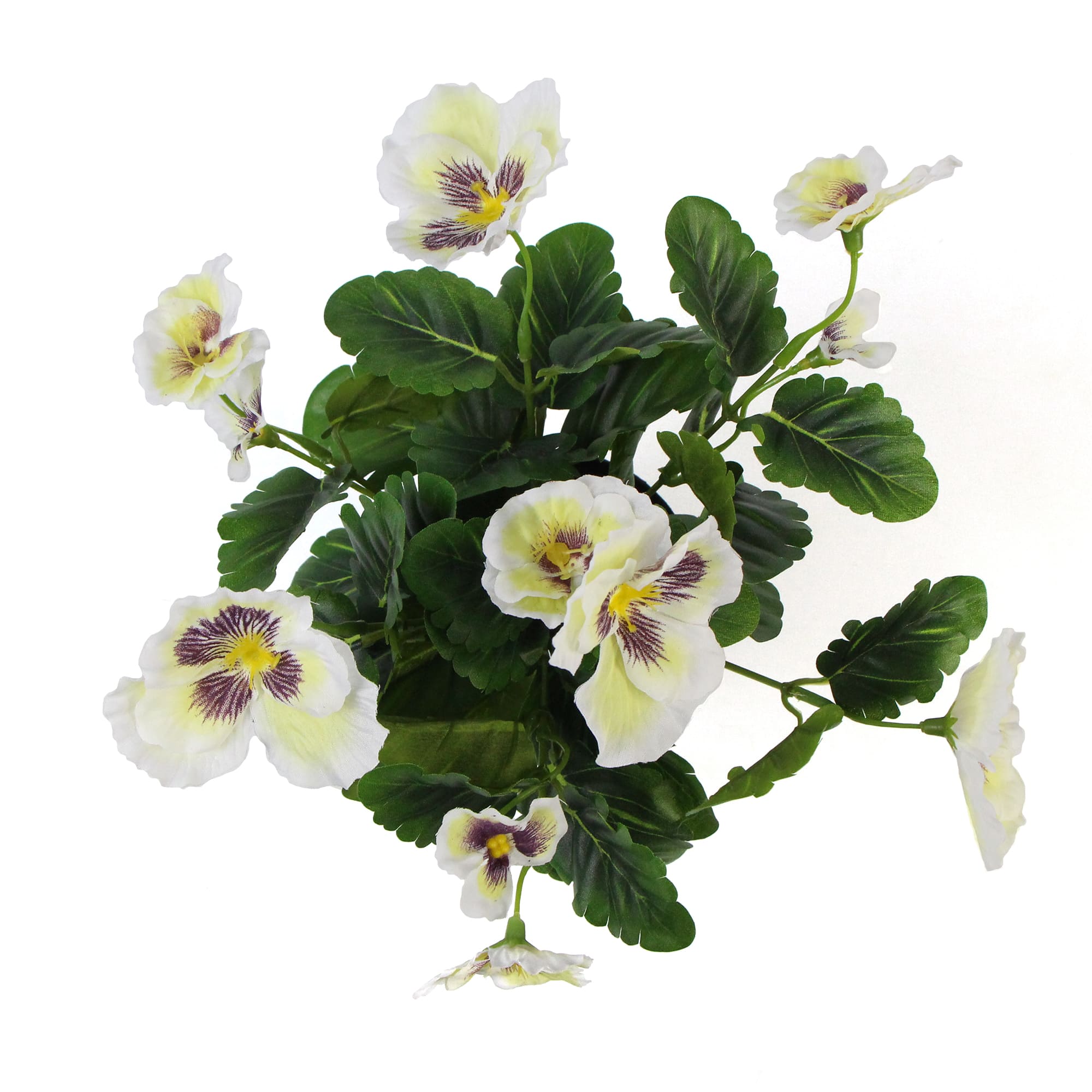Mixed White Flowering Potted Artificial Pansy Plants 25cm - Designer Vertical Gardens Artificial Shrubs and Small plants Flowering plants