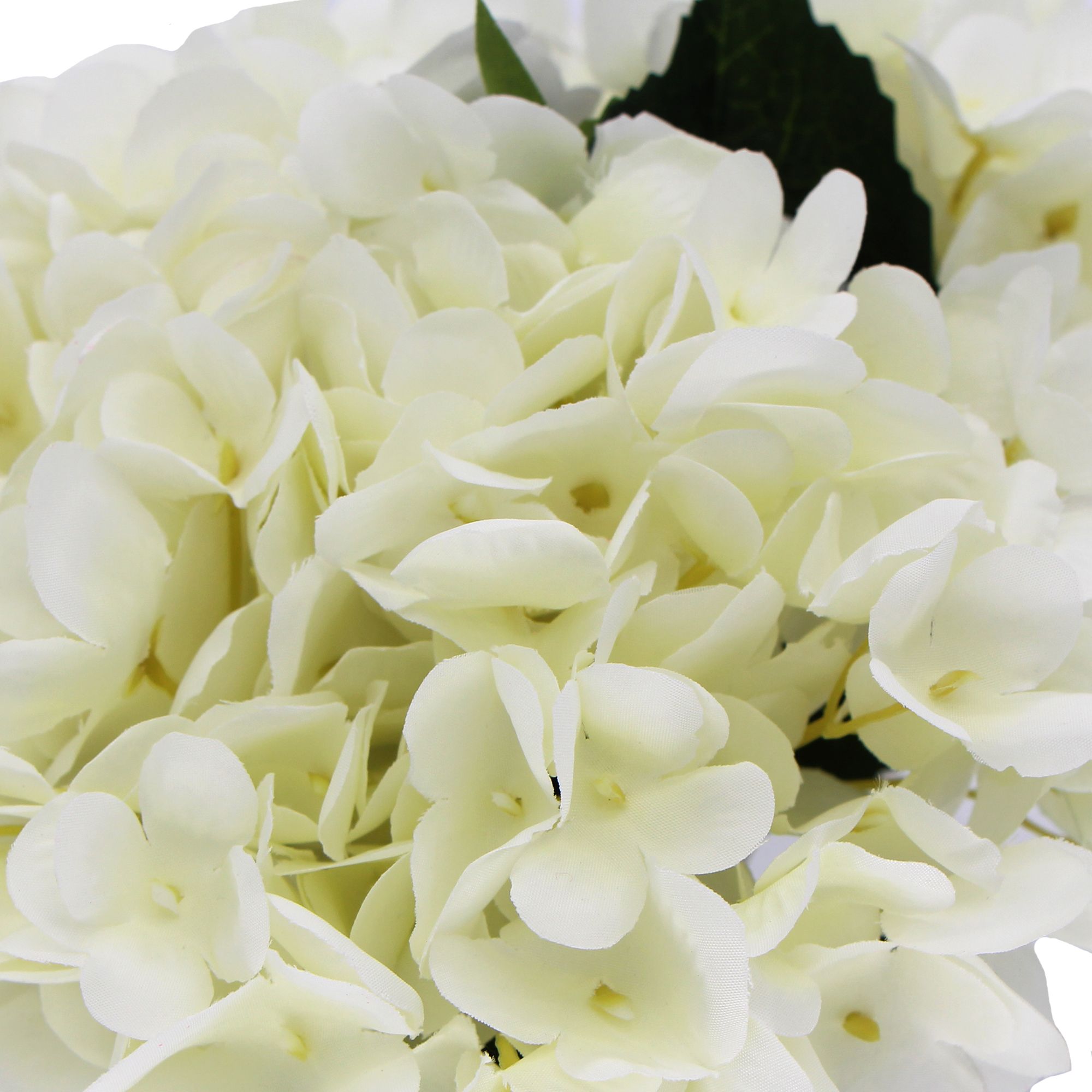 Premium Faux Hydrangea With Glass Vase (Artificial Flowering White Hydrangea) 23cm - Designer Vertical Gardens Flowering plants
