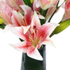 Premium Faux Pink Lily In Glass Vase (Artificial Tiger Lily Arrangement) - Designer Vertical Gardens