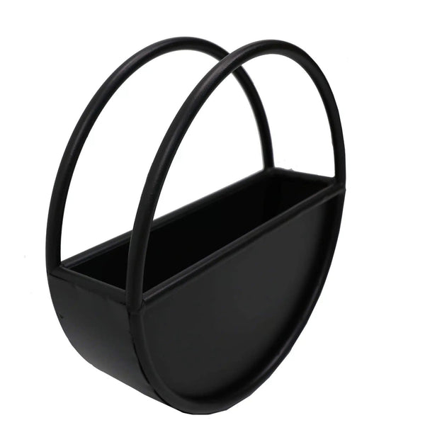 Premium Floating Half Moon / Semi Circle Metal Wall Planter | Onyx Black 35cm - image 2