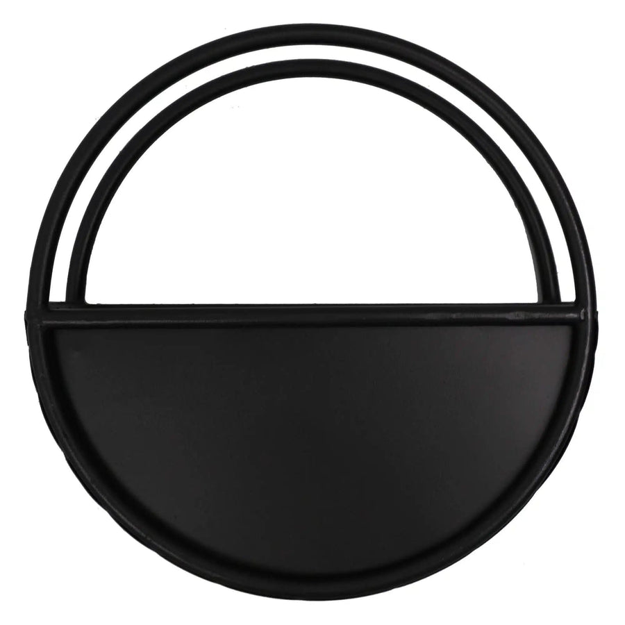 Premium Floating Half Moon / Semi Circle Metal Wall Planter | Onyx Black 45cm