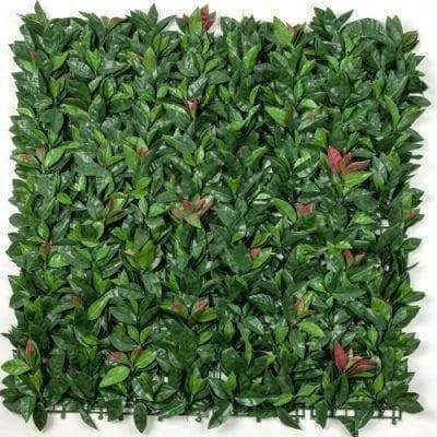 Sample - Red Photinia Artificial Hedge Panel (25cm x 25cm) - Designer Vertical Gardens artificial garden wall plants artificial green wall australia