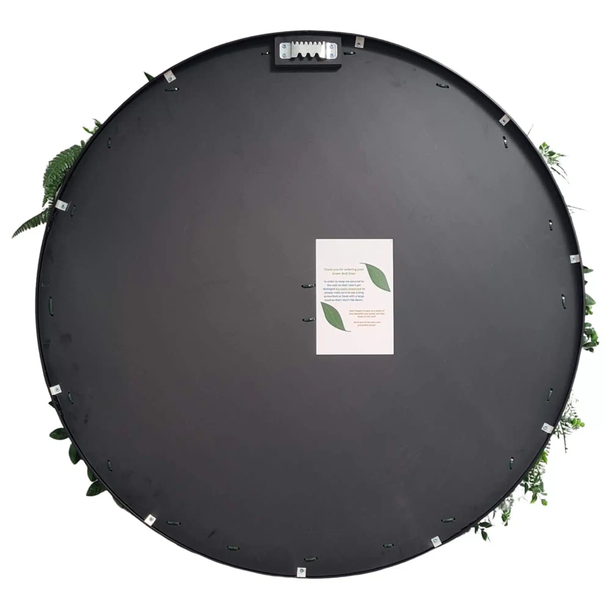 Slimline Artificial Green Wall Disc Art 60cm Country Fern UV Resistant (Black) - Designer Vertical Gardens Artificial vertical garden wall disc