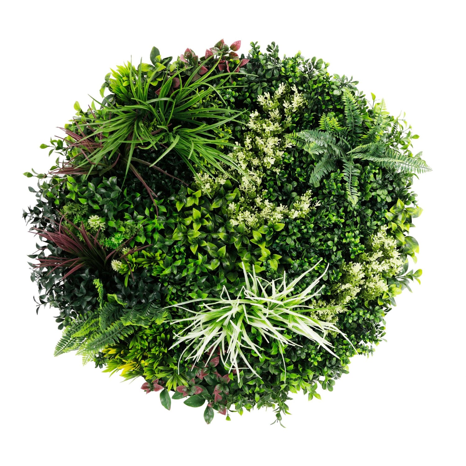 Slimline Artificial Green Wall Disc Art 80cm Colour Fresh UV Resistant (White) - Designer Vertical Gardens Artificial vertical garden wall disc