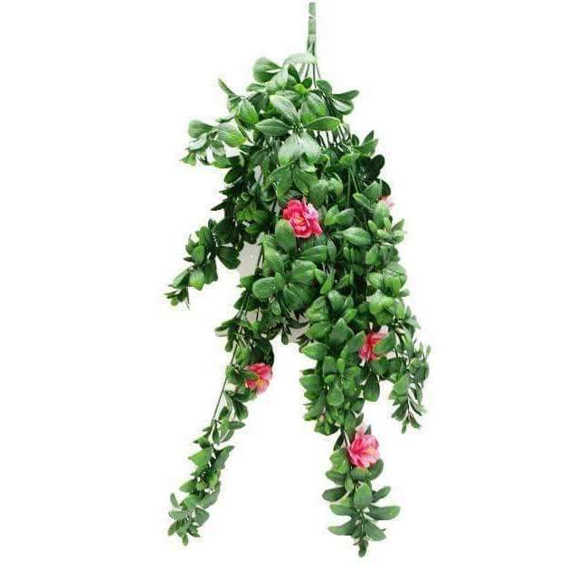 UV Hanging Pink Rose - 85cm - Designer Vertical Gardens artificial garden wall plants artificial green wall australia