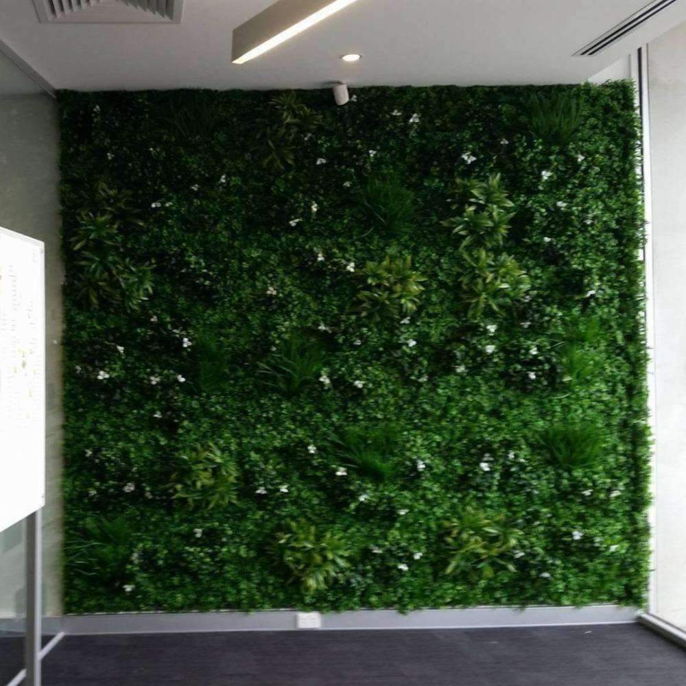 White Lily Artificial Vertical Garden / Fake Green Wall 1m x 1m UV Resistant - Designer Vertical Gardens artificial garden wall plants artificial green wall australia