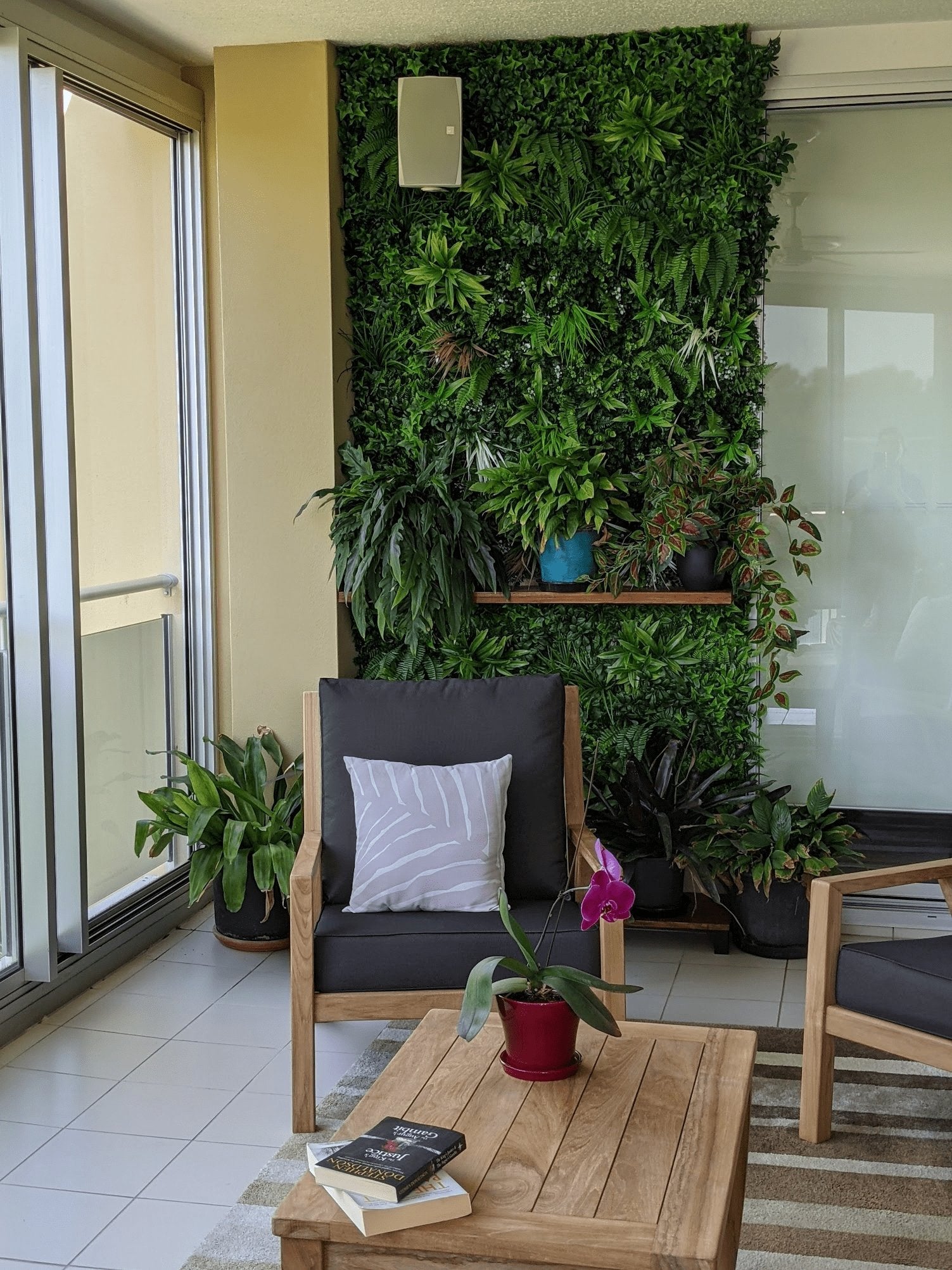 Wild Tropics Artificial Vertical Garden / Fake Green Wall 1m x 1m UV Resistant - Designer Vertical Gardens artificial garden wall plants artificial green wall installation