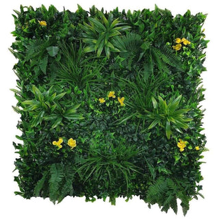 Yellow Rose Artificial Vertical Garden / Fake Green Wall UV Resistant Sample
